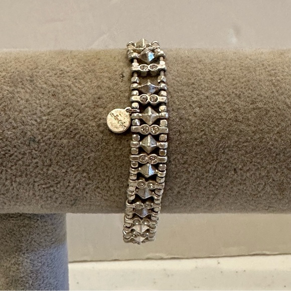 Stella & Dot Arrison Bracelet - silver beaded stretch w/  rhinestones **large - Picture 6 of 8